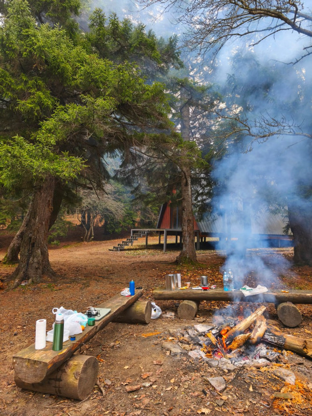 ლაშქრობა ტყეში კოცონთან ერთად