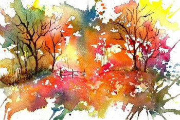 Monotype: Autumn Postcard