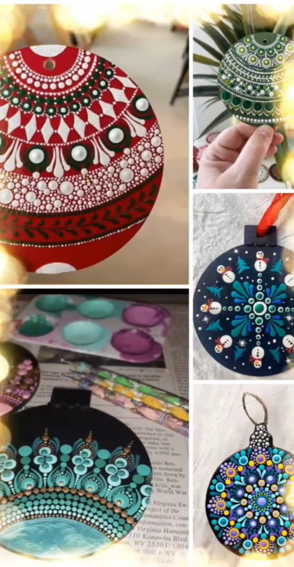 UNUSUAL POINTILLIST PAINTING FOR NEW YEAR AND CHRISTMAS
